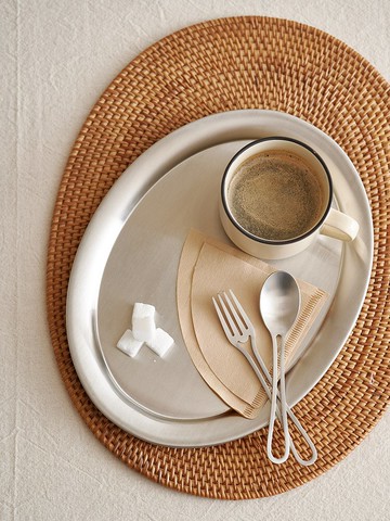 靈凡 304不銹鋼餐盤橢圓形盤子早餐小號托盤家用茶盤平盤餐具