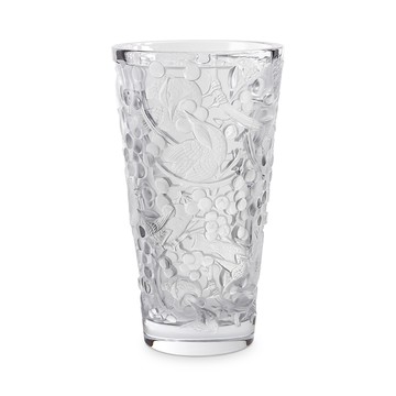 Lalique Merles & Raisins Large Clear Vase