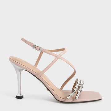 寶石帶繞踝細跟涼鞋