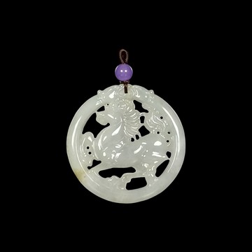 《博古珍藏》天然A貨緬甸玉翡翠【馬到成功玉佩飾項鍊】31公克．老坑料．禮物禮盒．風水開運．底價回饋