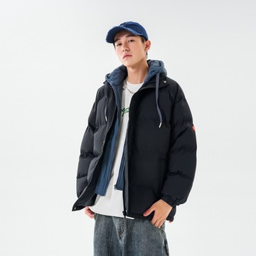 [米蘭精品] 鋪棉外套休閒夾克-寬鬆連帽假兩件式男女外套6色74it51