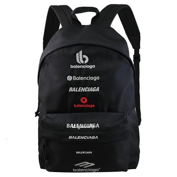 BALENCIAGA 巴黎世家 503221 Explorer 電繡徽標休閒後背包.黑