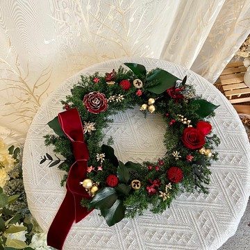 【聖誕禮盒】薔薇少女雪松聖誕花圈