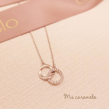 【焦糖小姐 Ms caramelo】925純銀鍍K白 鋯石項鍊