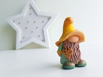 微型童話花園侏儒/架子保姆黃色侏儒/鑰匙扣侏儒雕像