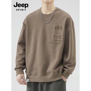 吉普重磅男士衛衣男新款秋季潮牌寬松圓領男生長袖上衣服秋裝男裝