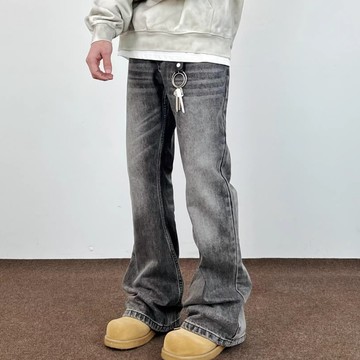 美式復古水洗解構工裝休閒褲男新款寬鬆百搭闊腿拖地長褲男潮