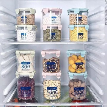 臺灣有貨⚡【6009次迴購】廚房密封罐塑料瓶保鮮收納盒儲存儲物罐子奶粉罐五穀雜糧食品罐子 F2IP