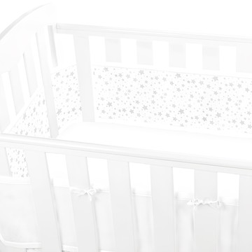 BreathableBaby 透氣嬰兒床圍 全包型  適用於四面百葉板和實心後背嬰兒床  滿天星灰
