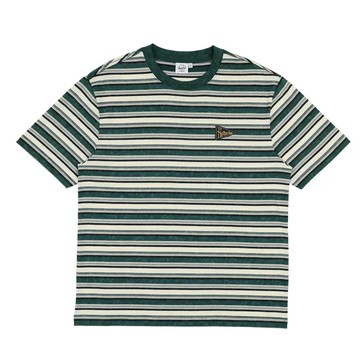【Herschel】中性旗幟LOGO條紋T-深綠/黑