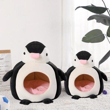 企鵝萌寵窩狗窩可拆洗可愛半封閉四季通用保暖貓窩寵物窩寵物籠