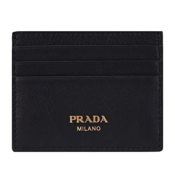 PRADA 1MC025 經典燙金LOGO隨身名片卡夾.黑