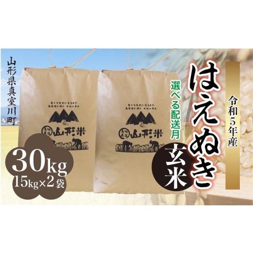 配送時期が選べて便利＞ 令和5年産 真室川町厳選 はえぬき ＜玄米＞ 30