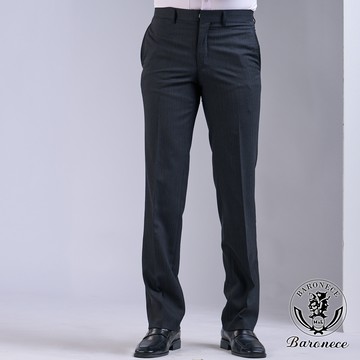 【BARONECE】商務直條羊毛合身西褲_黑灰(618101-04)