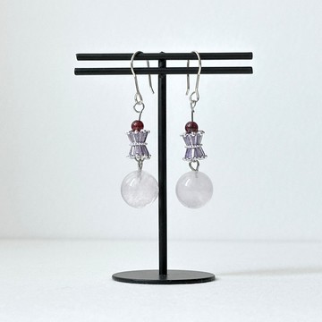 【天秤天蠍座|10月】粉晶石榴石紫古環耳環 鼓勵 桃花吸引愛 魅力