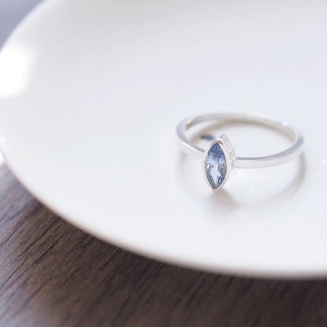 Marquis 海藍寶石戒指 925銀