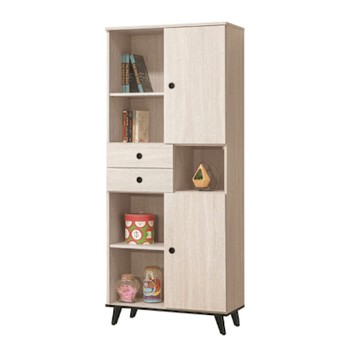 文創集 米砂2.7尺二門二抽右開門書櫃-80x40x191cm免組