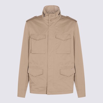 Add Beige Cotton Casual Jacket