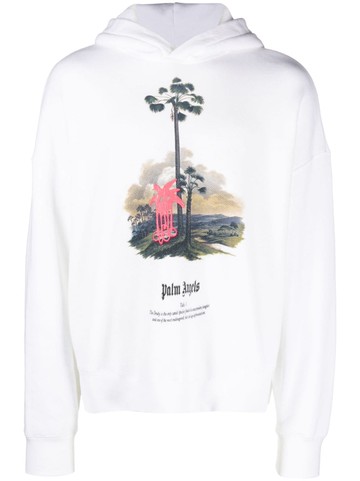 Palm Angels - palm tree-print hoodie - men - Organic Cotton/Polyester - M - White