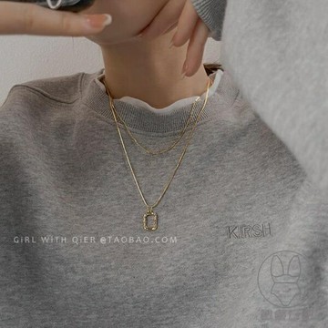 雙層輕奢毛衣鏈子項鏈女小眾簡約冷淡風鎖骨鏈配飾【倪醬小鋪】