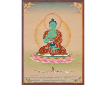 傳統製作  阿莫嘉悉地佛唐卡  來自喜馬拉雅山脈。