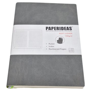 PAPERIDEAS A5軟皮188頁橫線筆記本 210 x 143mm  槍灰  1本
