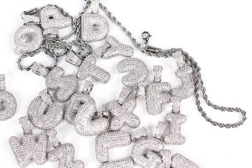 Ice out lovable bubble Pendant卡通氣泡字母項鏈男女情侶鎖骨鏈