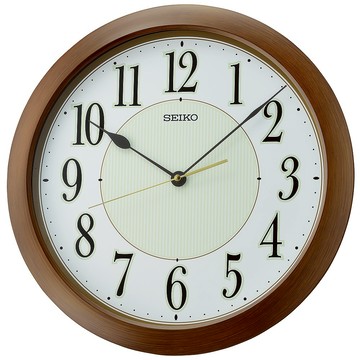 SEIKO 精工 靜音滑動秒針時鐘 仿木紋夜光功能掛鐘 QXA824B