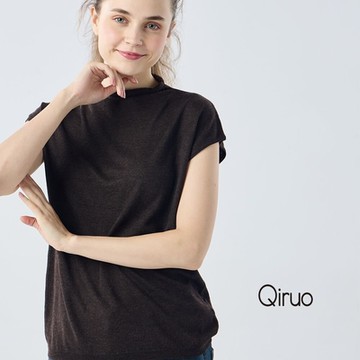 【Qiruo 奇若】秋冬專櫃針織短袖上衣0188A-80咖啡色小立領百搭