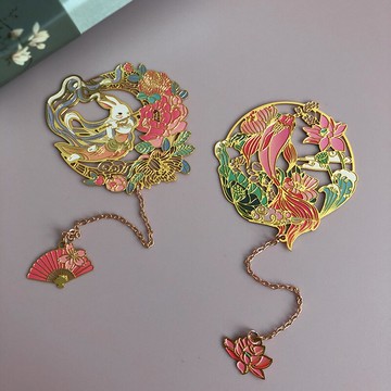 山海經書簽中國風傳統神話祥瑞龍鳳鏤空金屬古風禮物仙鶴文藝刻字