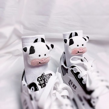 造型襪/長襪 春秋冬卡通女襪子條紋棉襪可愛韓版公仔小玩偶老虎小牛襪百搭女生『XY30783』