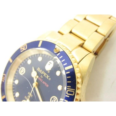 A BATHING APE アベイシングエイプ BAPEX ベイペックス 青 サルマリーナ GOLD 自動巻き腕時計 | LINEショッピング