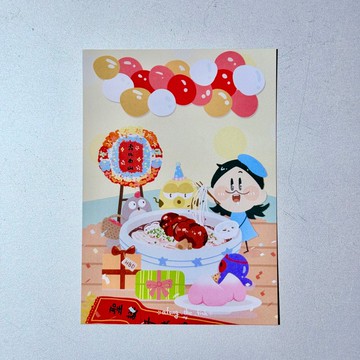 養魚要寫明信片-豬腳麵線壽星桃