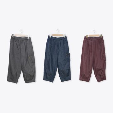 【Dailo】水豚君大口袋九分燈籠褲 藍 黑 紅