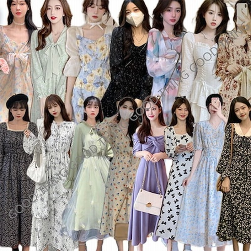 22年春夏新作ワンピース韓国ファッションフラワーワンピースフレンチレトロシフォンスカート 通販 Lineポイント最大1 0 Get Lineショッピング