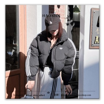 【HAO NICE】100%正品 ADIDAS Originals AdiColor ️經典三拉線 短版 長袖 羽絨外套 立領 女款
