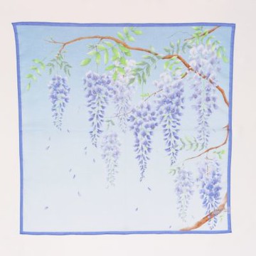 京都友禪染大判紗布手帕-紫藤(藍/紫)