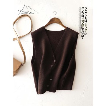 羊絨馬甲女100純山羊絨美拉德棕搭配襯衫背心疊穿v領開衫針織坎肩