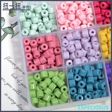 DIY飾品✨ 圓柱形6MM手機鏈串珠材料DIY飾品配件漸變彩色亞克力管珠手作配飾 手作材料 飾品配件
