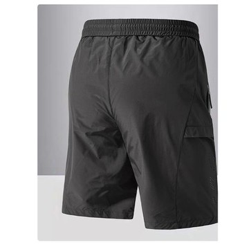 保羅夏季冰絲網眼中褲軍綠短褲男士休閑運動松緊褲輕薄5五分褲子