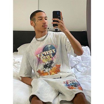 【鄧為同款】美式復古設計小眾短袖t恤男女歐美高街oversize上衣