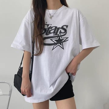 已售9642件💖Vuja de 純棉 t恤 短袖上衣女 字母印花 T恤 韓國上衣 oversize T恤 美式復古 寬
