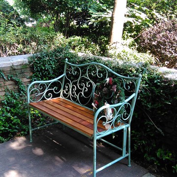 庭院裝飾公園椅 法式田園鄉村鐵藝雙人椅 庭院陽臺椅1入