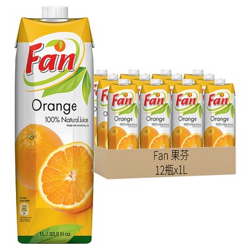 Fan 果芬 100%橙汁  1L  12瓶