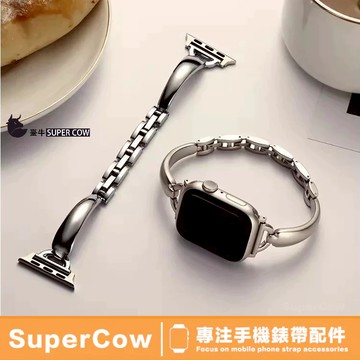 ins手鐲鏈式錶帶 金屬錶帶 適用於 Apple Watch 9 8 7 SE 9代 44mm 45mm 蘋果女士手錶