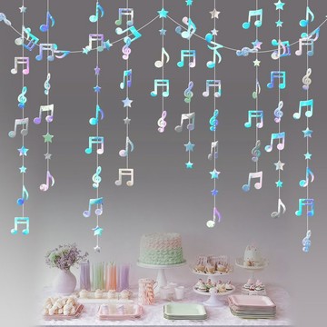 ✅🎵【音符星星月亮吊飾】🎵 音樂教室背景牆裝飾 房間室內過道懸掛拉花 派對佈置生日裝飾 台灣出貨 台灣出貨 1222