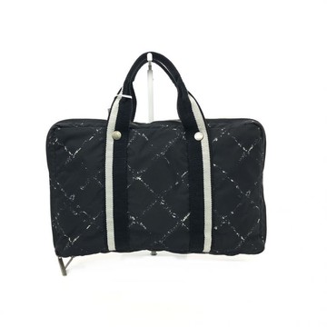 chanel黑色織物手提格紋公事包