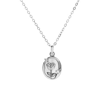 [純銀] 薔薇花鏡鎖骨鍊 / 2色 / Rosette Mirror Necklace