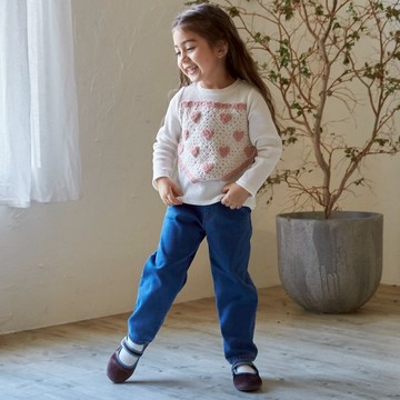 petit main 品牌旗艦店 【刷毛內裏】牛仔桶形褲【日本直接出貨】