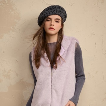 SO NICE 復古豹紋羊毛貝蕾帽